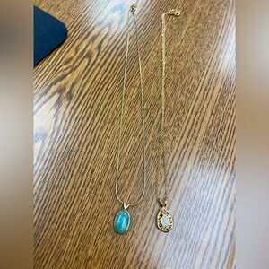 Emerald and opal necklace pair